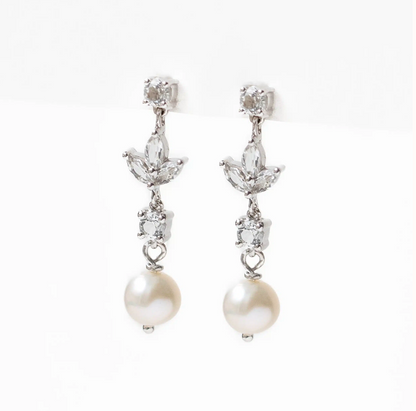 Boucles d’oreilles Art déco topazes et perles véritables – En Argent