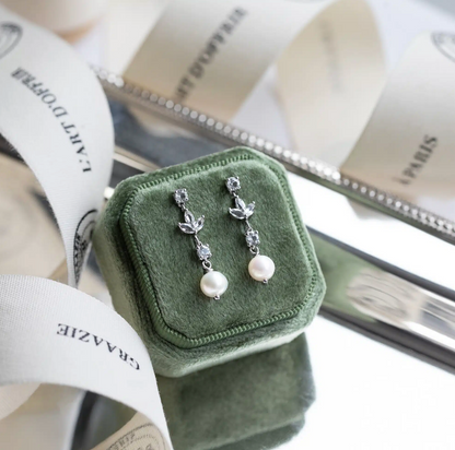 Boucles d’oreilles Art déco topazes et perles véritables – En Argent