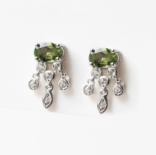 Boucles d’oreilles Art déco tourmaline véritable – En Argent