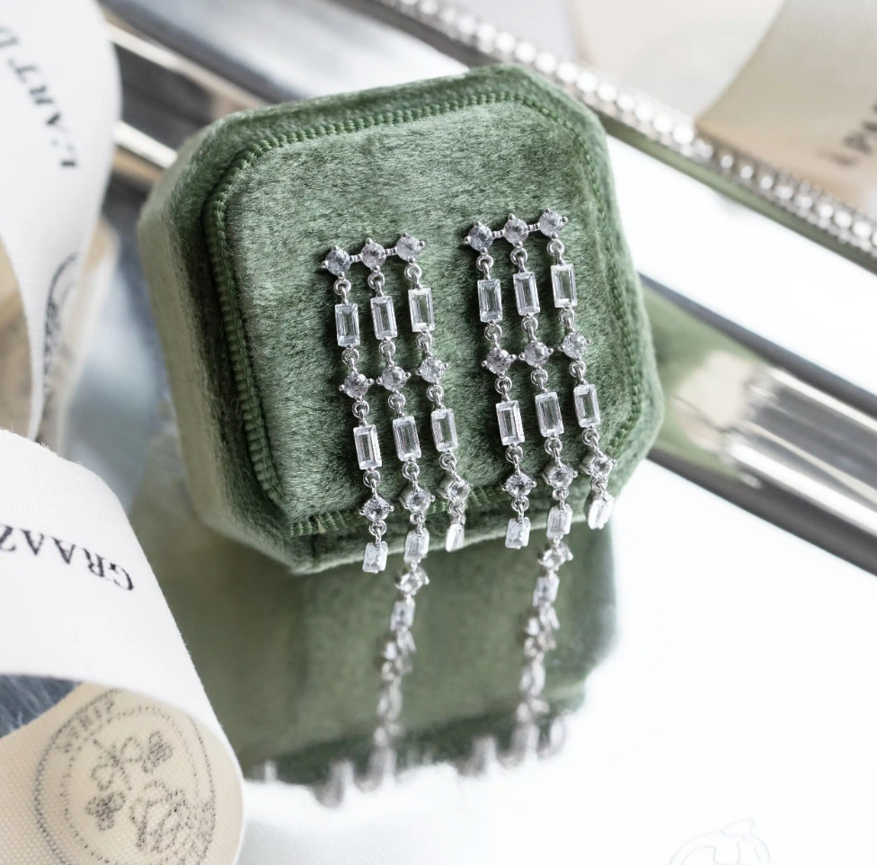 Boucles d’oreilles Riviera Art déco topazes véritables – En Argent