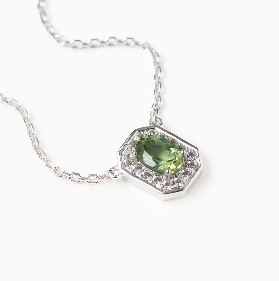 Collier Art déco tourmaline véritable – En Argent