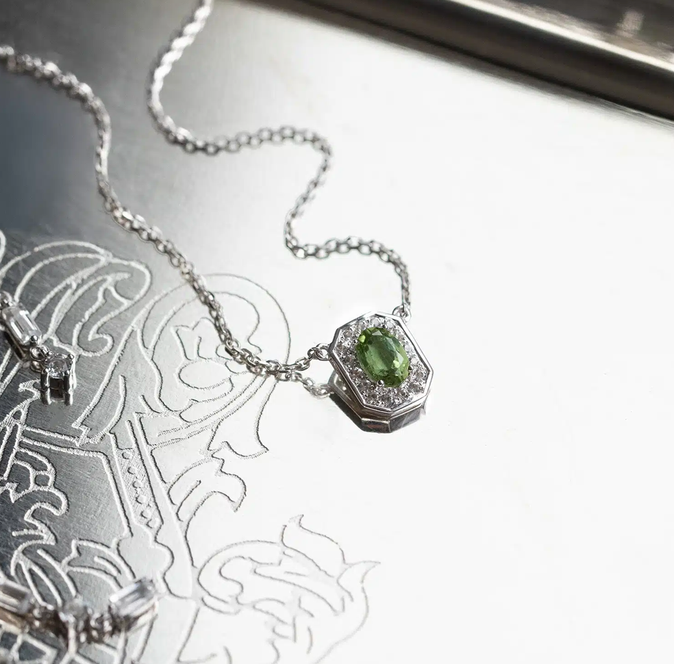 Collier Art déco tourmaline véritable – En Argent